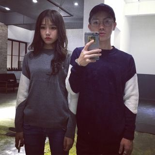 Teezone Color-Block Matching Couple Sweater