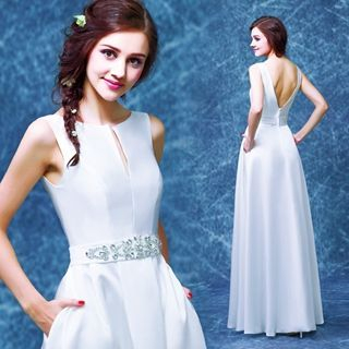 Angel Bridal Rhinestone-Accent Evening Gown