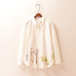 P.E.I. Girl Cartoon Printed Collar Blouses