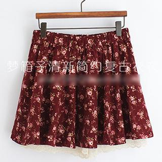 ninna nanna Floral Pattern Pleated A-Line Skirt