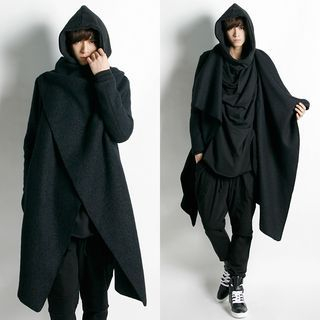 Rememberclick Wold Blend Hooded Asymmetric Coat