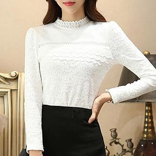 lilygirl Long-Sleeve Lace Top