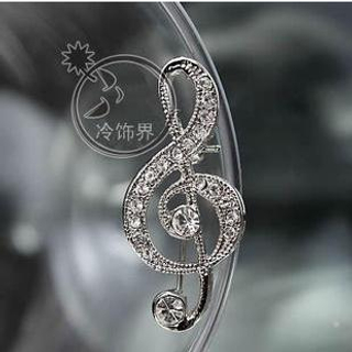 Trend Cool Music Note Rhinestone Pin