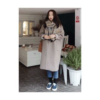 maybe-baby Collarless Wool Blend Coat