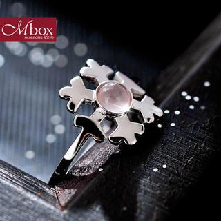 Mbox Jewelry Rose Quartz Snowflake Sterling Silver Ring