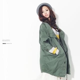 3/4-Sleeve Drawstring-Hem Coat
