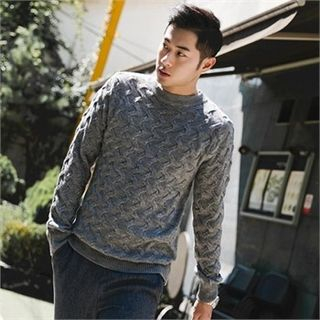 STYLEMAN Crew-Neck Cable-Knit Sweater