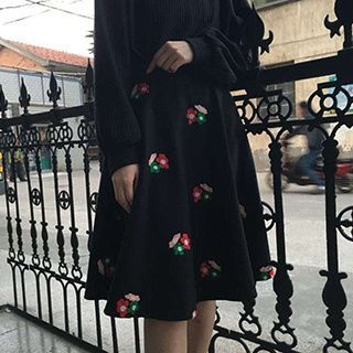 Eva Fashion Embroidered A-Line Skirt