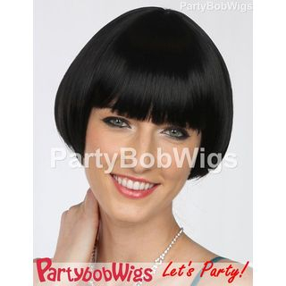 Party Wigs PartyBobWigs - Deluxe Capless Party Tapered Bob Wig - Black Black - One Size