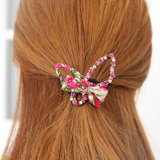 soo n soo Floral Print Butterfly Hair Tie