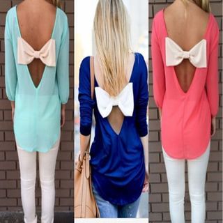 Persephone 3/4-Sleeve Bow Back Top