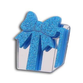 Sweet & Co. Sweet Blue Glitter Present Silver Ring