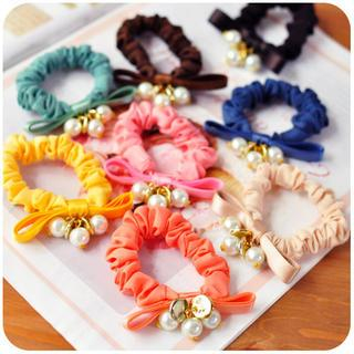 Momoi Faux Pearl Bow Scrunchy