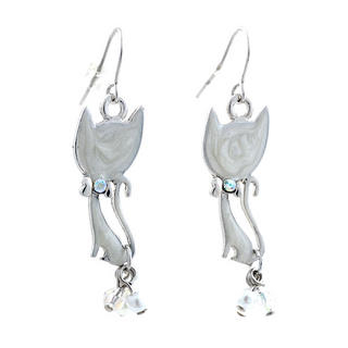 Lovely white cat earrings
