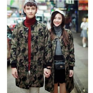 Bay Go Mall Couple Camouflage Long Jacket