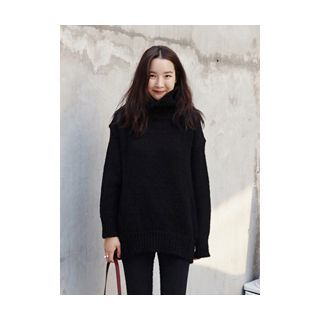 maybe-baby Turtle-Neck Wool Blend Knit Top