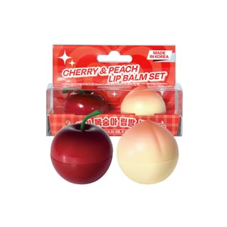 Pretty Skin - Cherry & Peach Lip Balm Set 2 Pcs