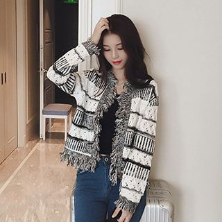 Bloombloom Fringed Stripe Cardigan