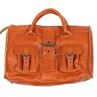 Genuine Leather Buckled Satchel