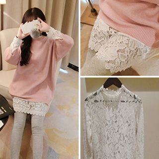 Glen Glam Long-Sleeve Lace Top