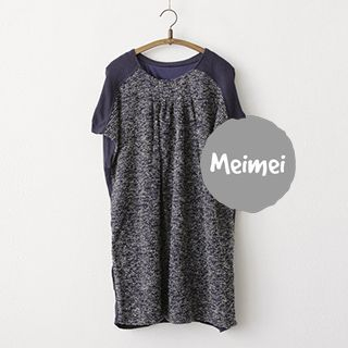 Meimei Short-Sleeve Tweed Panel Dress