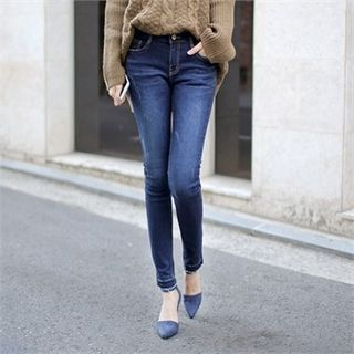 Styleberry Fray-Hem Washed Skinny Jeans