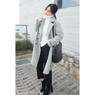 OZNARA Double-Breasted Wool Blend Coat