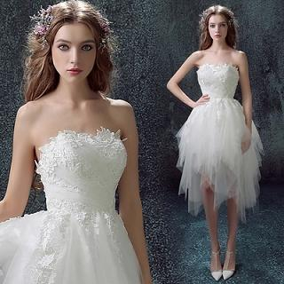 Angel Bridal Strapless Mesh Party Dress