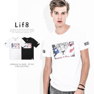 Life 8 Short Sleeved Flag Print T-shirt