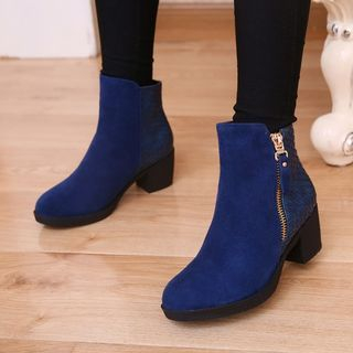 Pretty in Boots Zip-up Block Heel Ankle Boots