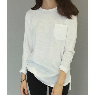 Oaksa Long-Sleeve Pocket-detail T-shirt