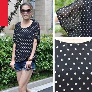 Hermina Short-Sleeve Dotted Top