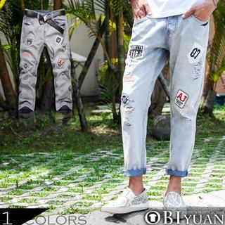 OBI YUAN Distressed Applique Jeans