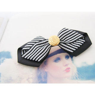 Fit-to-Kill Striped bow hair pin -dark blue One Size