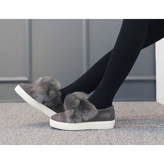 DANI LOVE Faux-Fur Trim Slip-Ons