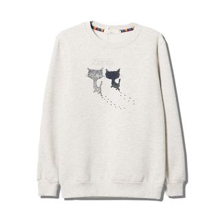 Kith&Kin Cat Printed Fleece-lined Pullover