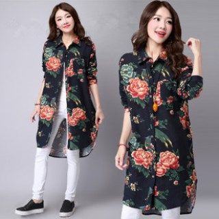 Splashmix Long-Sleeve Floral Long Shirt