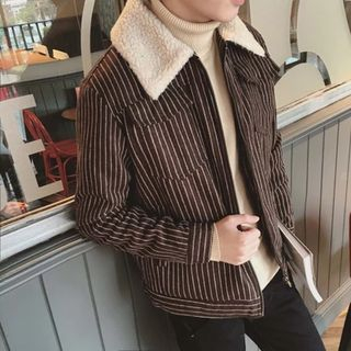 Chuoku Fleece Collar Striped Jacket