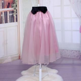 Flore Bow-Accent Long Skirt