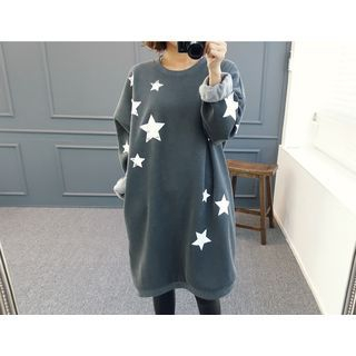 DANI LOVE Star Print Brushed-Fleece Pullover Dress