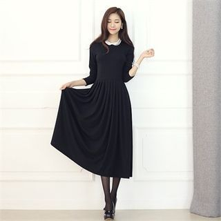 Romantic Factory Long-Sleeve Pleated Maxi Dress