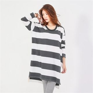 GLAM12 Color-Block Stripe T-Shirt Dress