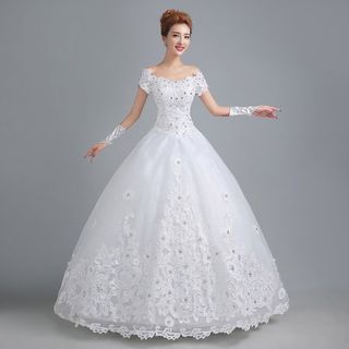 Loree Lace Panel Ball Gown Wedding Dress