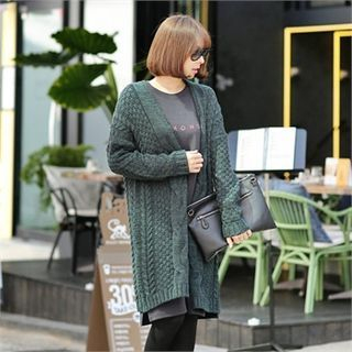Jcstyle Cable-Knit Long Cardigan