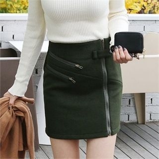 Picapica Zip-Detail Wool Blend Skirt