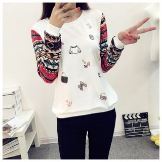 Angel Shine Patterned Panel Pullover
