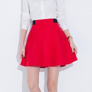 LROSEY Wool Blend A-Line Skirt