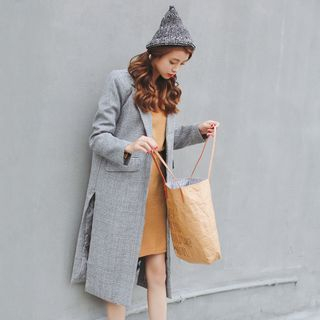 Porta Long Check Woolen Coat