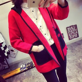 Lucy Girl Open Front Color Block Knit Jacket