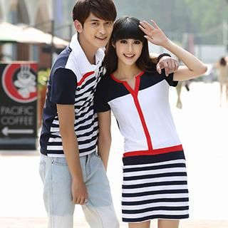 Igsoo Couple Striped T-Shirt / T-Shirt Dress